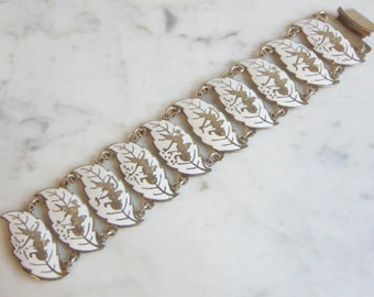 Heavy Vintage Estate .925 Sterling Silver Siam Bracelet, 49.5g E5625