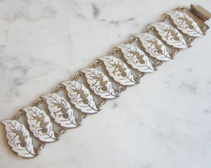 Heavy Vintage Estate .925 Sterling Silver Siam Bracelet, 49.5g E5625