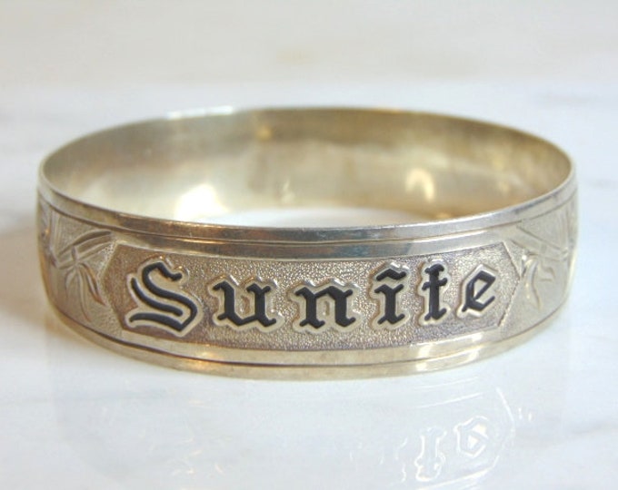 Womens Vintage Estate Sterling Silver Sunite Bracelet 53.3g E5604