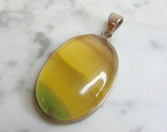 Womens Vintage Estate Sterling Silver Stone Pendant 12.6g E4706