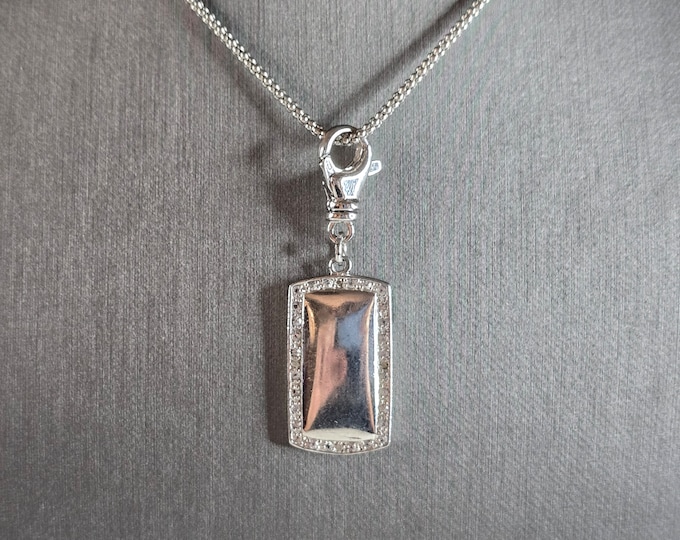 Womens Vintage Estate Sterling Silver Modernist CZ Pendant Necklace 10.1g E7859