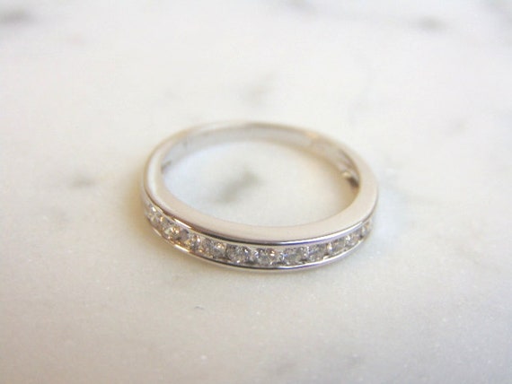 Womens Vintage Estate 14k White Gold Diamond Ring… - image 4