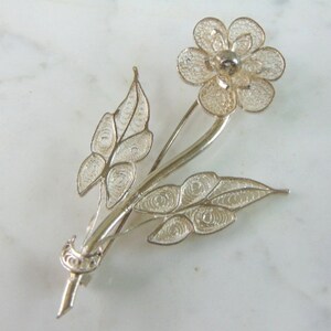 Damen Vintage Nachlass Sterling Silber Blumen Brosche 11.2g E5535