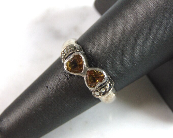 Womens Vintage Estate Sterling Silver Heart Ring 3.5g E6079