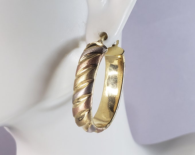 Womens Vintage Estate 14K Multi Tone Gold Earrings 4.3g E3286