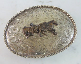Vintage Estate Sterling Silver Diablo Cowboy Belt Buckle 97.7g E3038