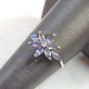 Womens Vintage Estate 10k White Gold Tanzanite Ring 1.5g E1262