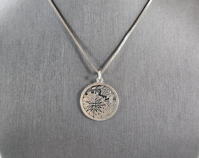 Womens Vintage Sterling Silver Celtic SIDHE Birth Pendant Necklace 5.3g E5541