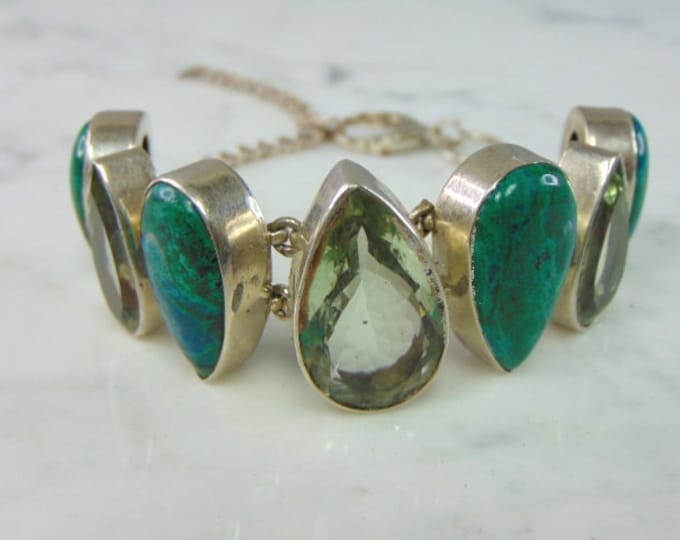 Womens Vintage Estate Sterling Silver Multi Stone Bracelet 62.5g E2257