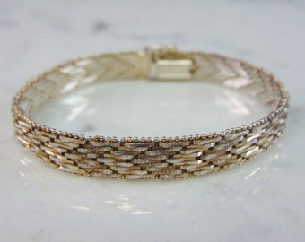 Womens Vintage Estate Sterling Silver Herringbone Bracelet 18.1g E5772