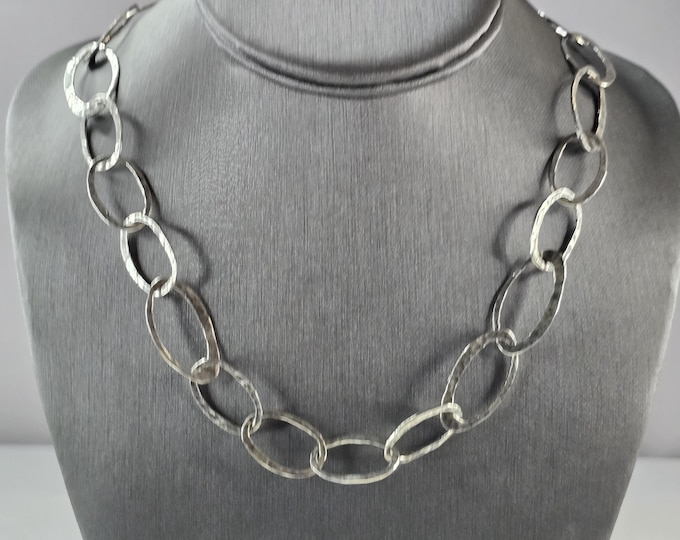 Womens Vintage Estate Sterling Silver Modernist Necklace 23.6g E2357