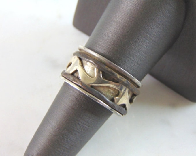 Womens Vintage Estate Sterling Silver Fidget Ring 7.2g E1952