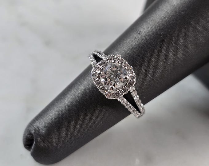 Womens Vintage Estate 14K White Gold Diamond Wedding Ring 4.4g E1603