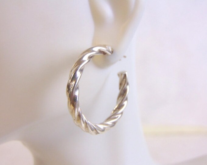 Vintage Estate Womens Sterling Silver Hoop Earrings 12g #E4217