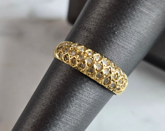 Womens Vintage Estate 18K Yellow Gold Diamond Ring 2.6g E7443