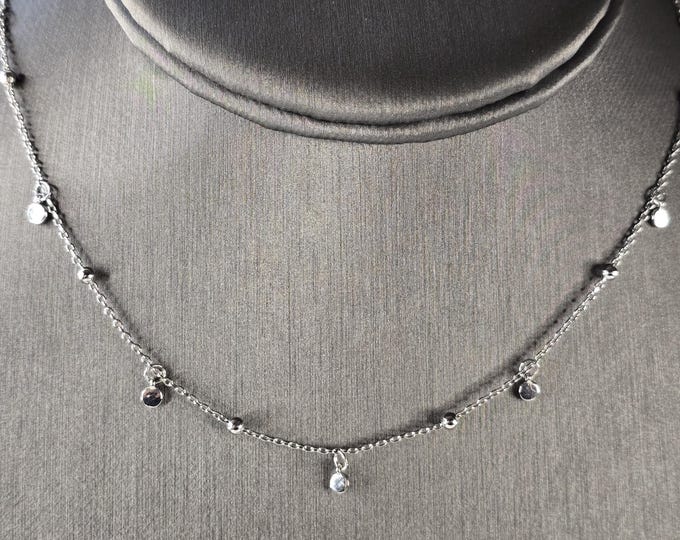 Womens Vintage Estate Sterling Silver Modernist Necklace 2.3g E4578