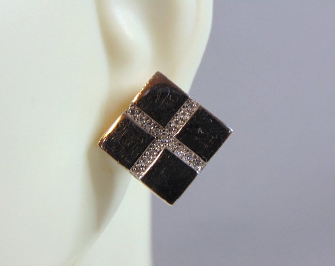 Womens Vintage Estate Sterling Silver CZ Earrings 6.1g E5072