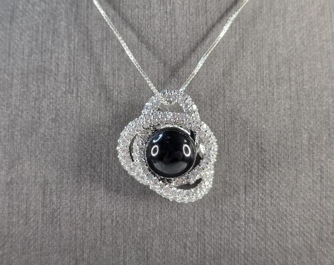 Womens Vintage Estate Sterling Silver Modernist Pendant & Necklace 8.9g E7619