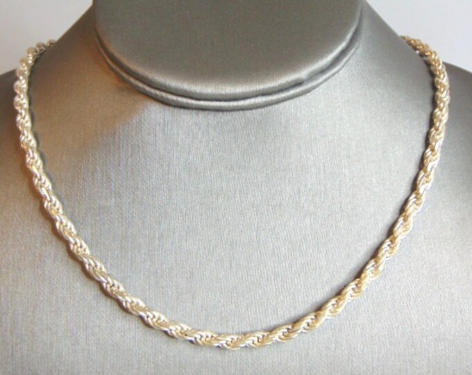 Womens Vintage Estate Sterling Silver Rope Necklace 34.7g E5825