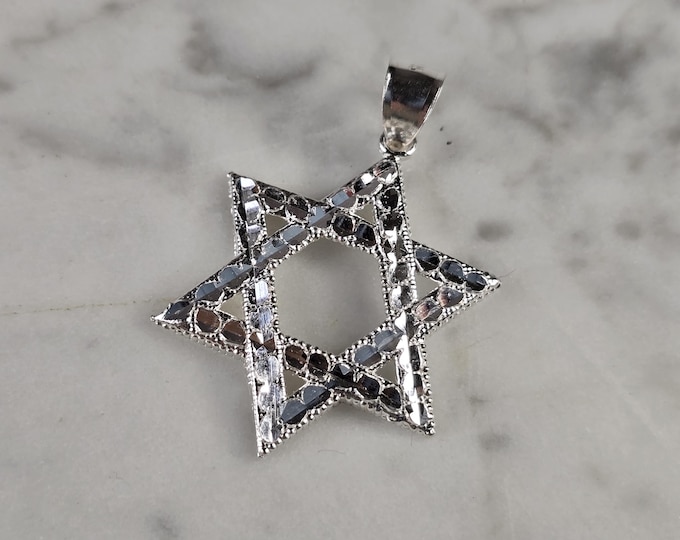 Sterling Silver Jewish Judaica Star of David Pendant, 2.4g E1755