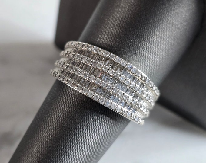 Womens Vintage Estate 10k White Gold Diamond Ring 4.5g E7275