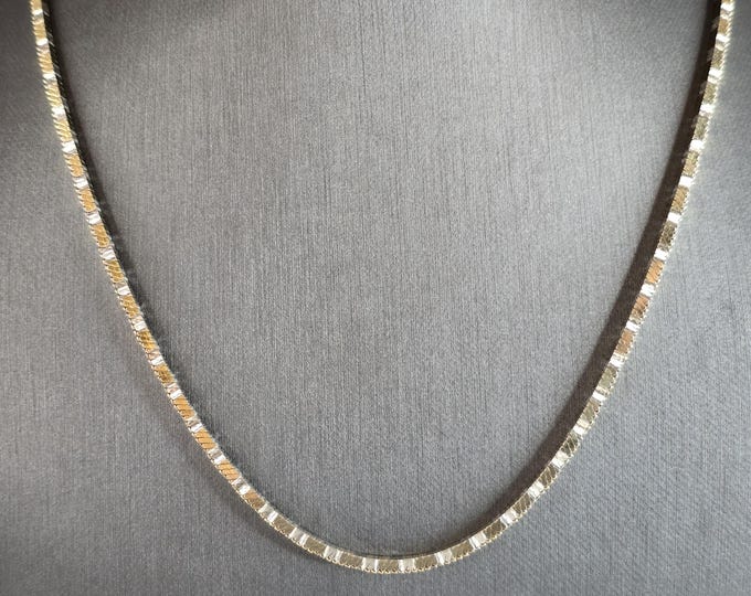 Womens Vintage Estate Sterling Silver Gold Tone Italian Necklace 23.0g E5285