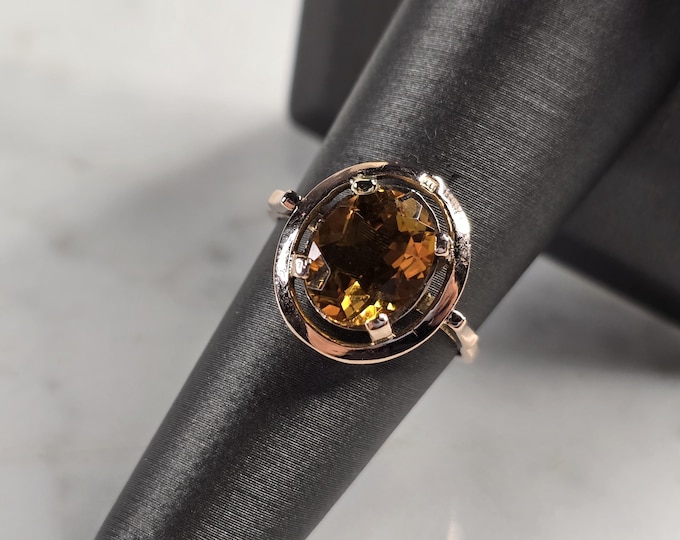 Womens Vintage Estate 14K Rose Gold Citrine Ring 3.1g #E4831