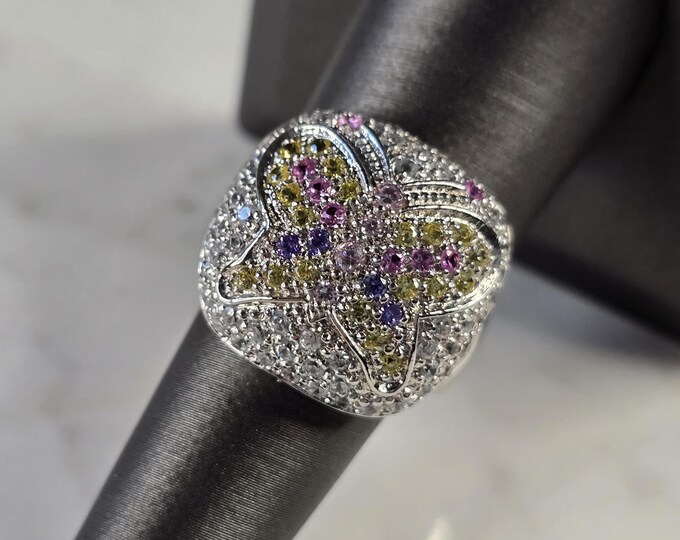 Womens Sterling Silver CZ Butterfly Ring 10.6g E1772