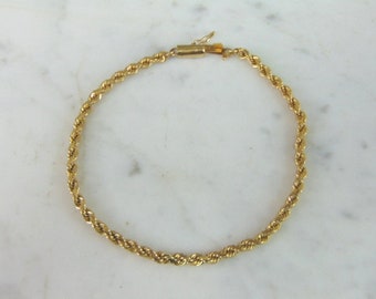 Womens Vintage Estate 14K Yellow Gold Rope Bracelet, 8.2g E5327