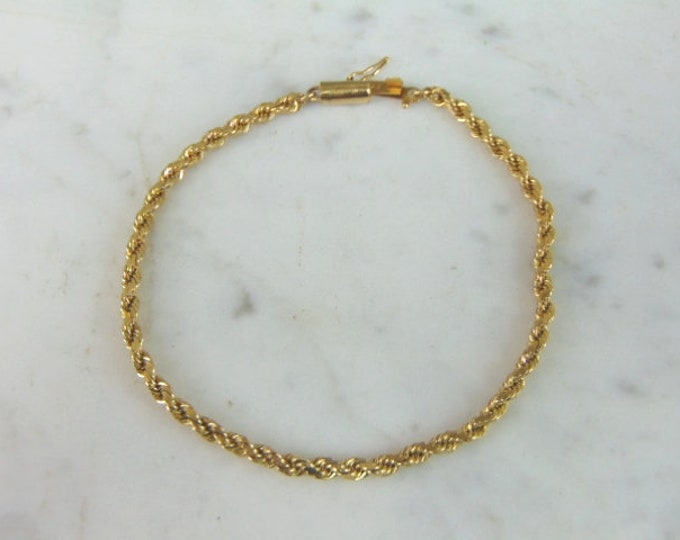 Womens Vintage Estate 14K Yellow Gold Rope Bracelet, 8.2g E5327