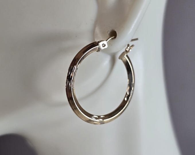 Womens Vintage Estate Sterling Silver Gold Tone Hoop Earrings 1.5g E7202