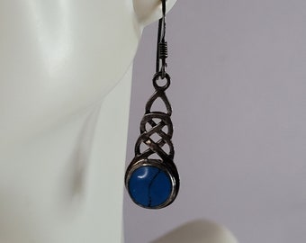 Womens Vintage Estate Sterling Silver Turquoise Dangle Earrings 4.0g E5846