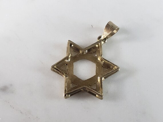 Vintage Estate 18k Gold Judaica Star of David Pen… - image 2