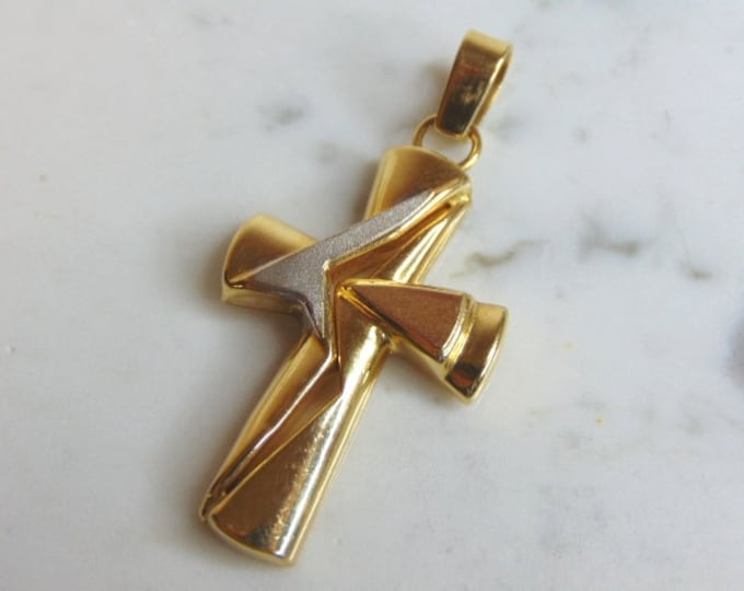 Mens Vintage Estate 18k Gold Religious Crucifix Cross Pendant 10g E2093