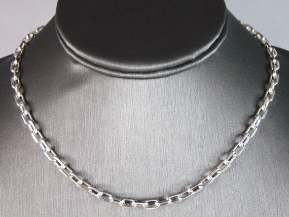 Mens Vintage Estate Sterling Silver Chain Link Ne… - image 1