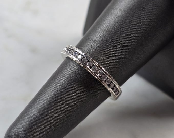 Womens Vintage Estate 14k White Gold Diamond Ring 3.0g E5757
