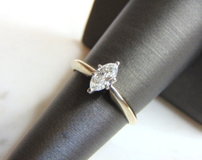 Womens Vintage Estate 14k White Gold Diamond Engagement Ring 2.6g  #E735