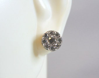 Womens Vintage Estate Sterling Silver CZ Earrings 2.4g E1463
