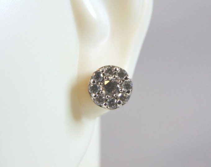 Womens Vintage Estate Sterling Silver CZ Earrings 2.4g E1463
