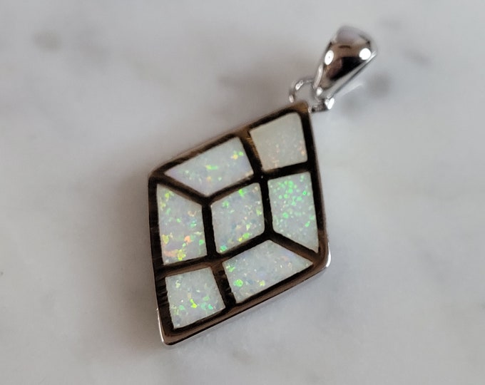 Womens Estate Sterling Silver Modernist Opal Pendant 3.2g E6385