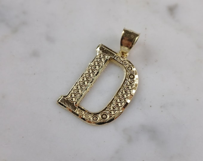 Womens Sterling Silver Gold Tone Initial Letter " D " Pendant 2.0g E7002