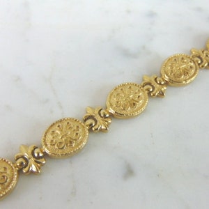 Pulseira feminina vintage Estate flor de lis romana em ouro 14k 18,1 g E5306