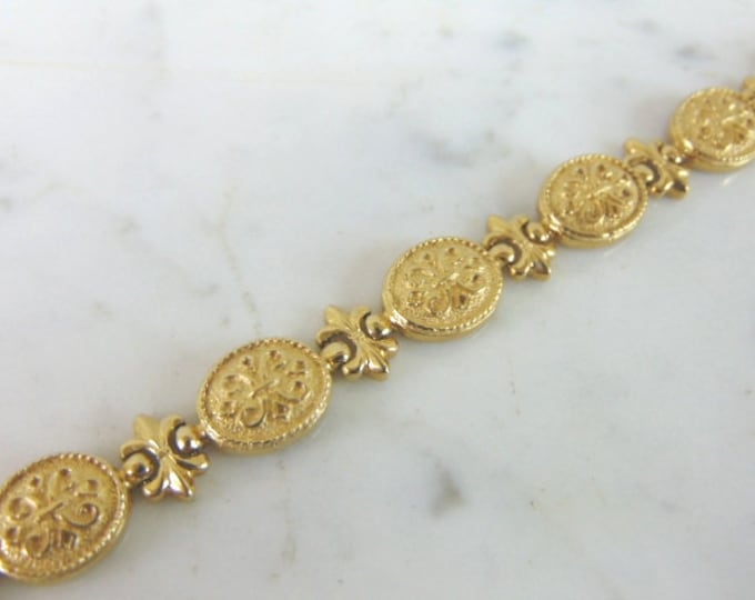 Womens Vintage Estate 14k Gold Roman Fleur de Lis Bracelet 18.1g E5306