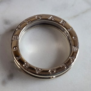 Mens Estate 18K White Gold Designer Bvlgari Wedding Band Ring, 8.0g E7208