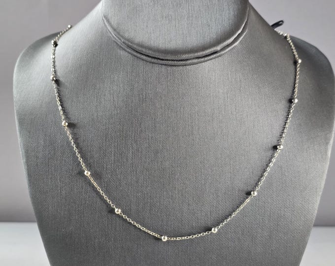 Womens Vintage Estate Sterling Silver Modernist Beaded Necklace 3.6g E1934
