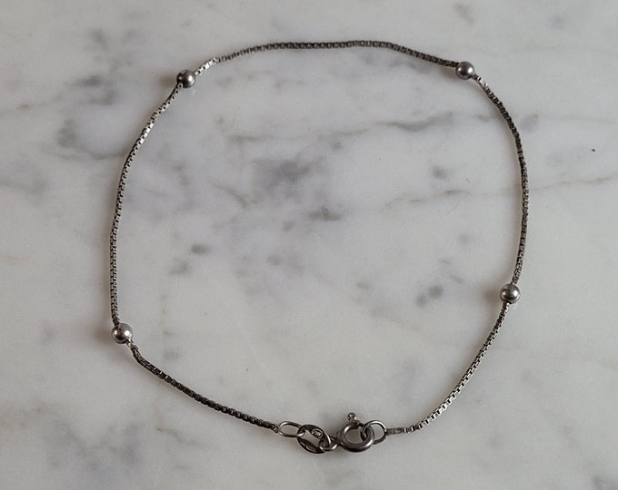 Womens Vintage Estate Sterling Silver Modernist Anklet 1.8g E6386