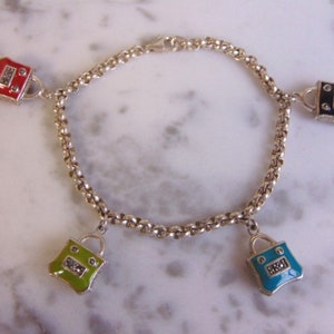 Womens Vintage Estate Sterling Silver Purse Charm Bracelet 20.2g E4577
