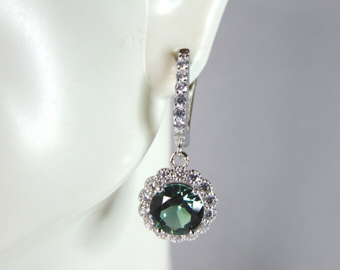 Womens Vintage Estate Sterling Silver Dangle CZ Earrings 6.3g E902