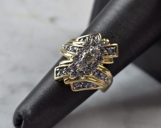 Womens Vintage Estate 14K Yellow Gold Diamond Ring 8.9g E3955