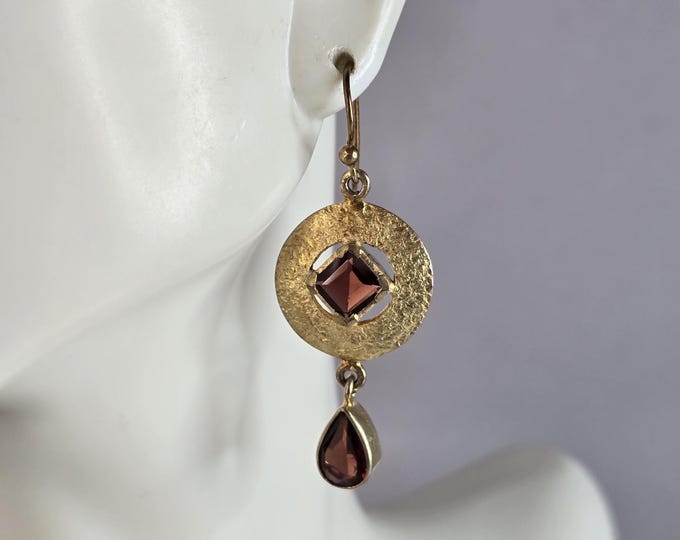 Womens Vintage Estate Sterling Silver Gold Tone Modernist Earrings 7.1g E4455